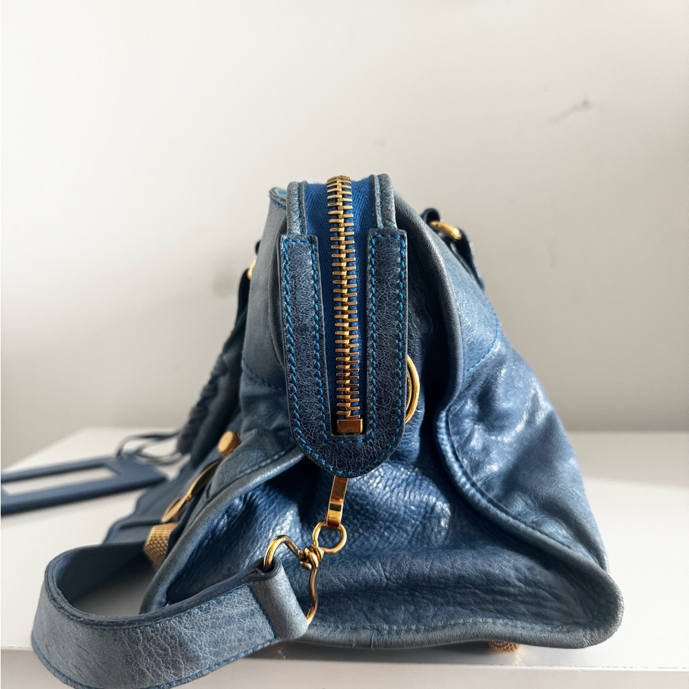 Balenciaga Navy Shoulder Bag with Gold Accents - Picture 3 of 12